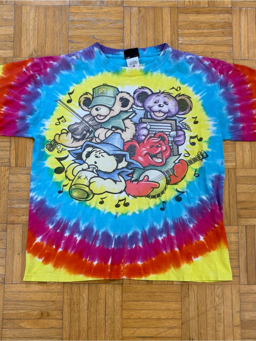1997 Vintage Liquid Blue Grateful Dead Big River Jamboree Tie Dye Graphic Shirt